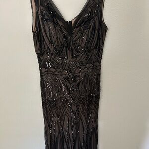R&M Richards Black Sequin Maxi Dress